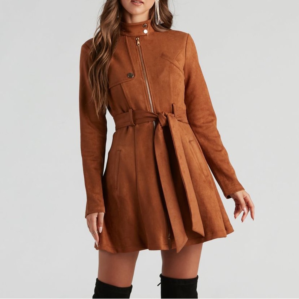 Camel trench dress